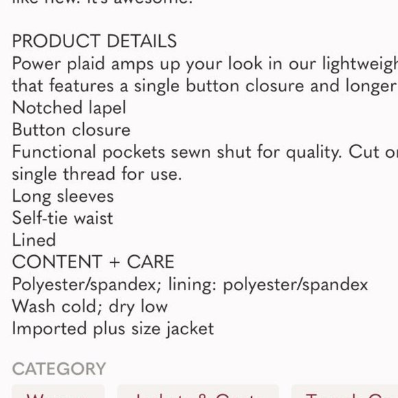 Torrid Plaid Trench Coat SIZE 3 - Picture 6 of 6